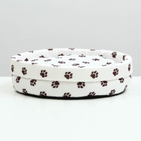 Лежанка Lowcost круглая, поплин, 40 х 40 х 12 см, белая с лапками Лежанка Lowcost круглая, поплин, 40 х 40 х 12 см, белая с лапками