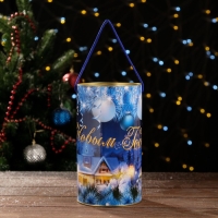 Новый год. Подарочная коробка, тубус &laquo;Рождественская деревня&raquo; 120 х 220 мм (200 мм внутр. высота).