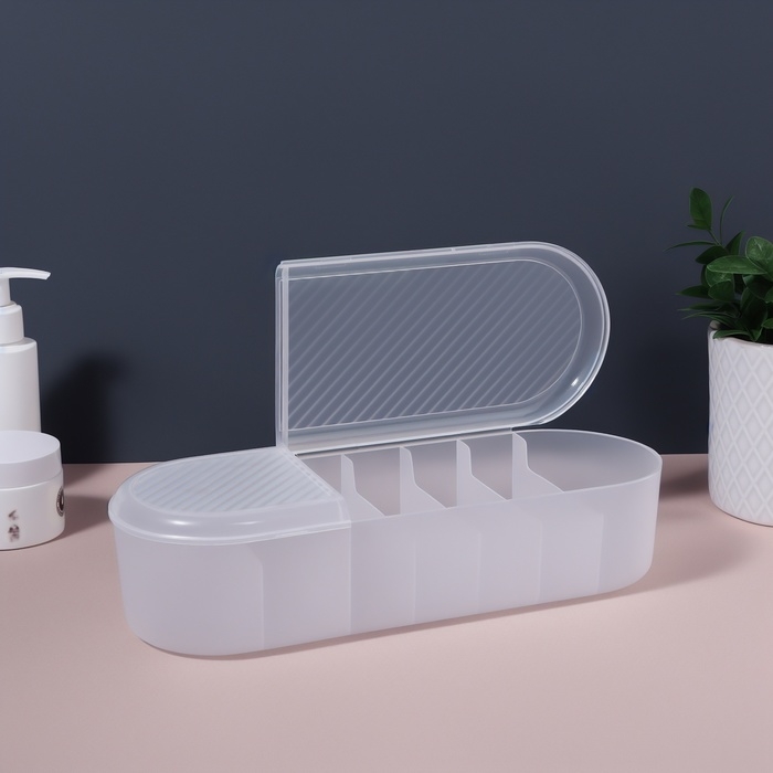 Органайзер для хранения, с крышкой, 7 секции, 28 × 10,5 см, цвет прозрачный Органайзер для хранения, с крышкой, 7 секции, 28 × 10,5 см, цвет прозрачный