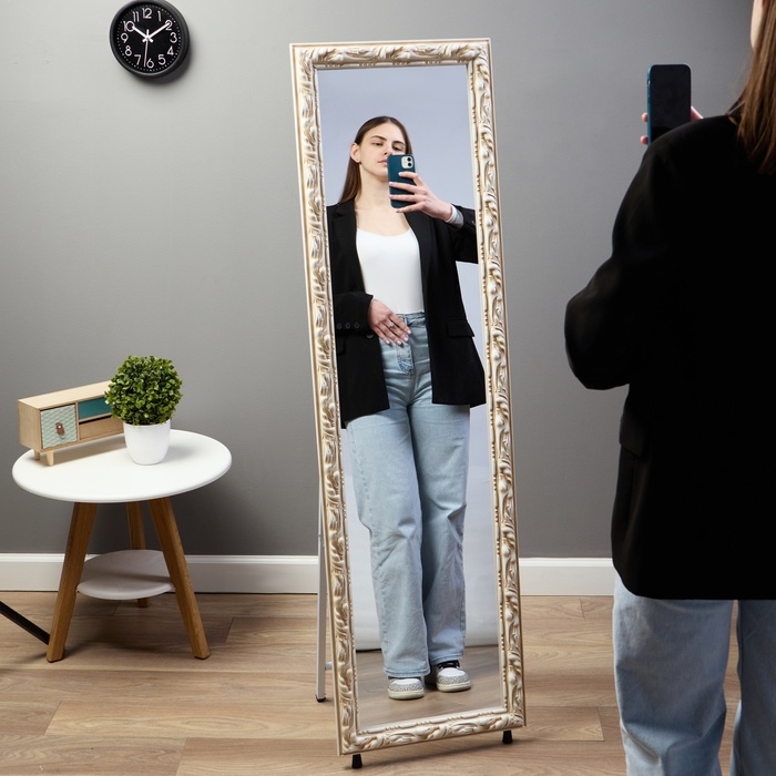 Зеркало напольное, в полный рост, 44 х 160см, слоновая кость Зеркало напольное, в полный рост, 44 х 160см, слоновая кость