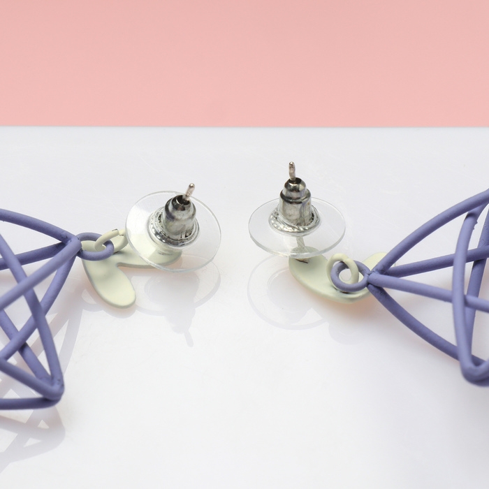 Серьги металл &laquo;Звёздочки&raquo; объемные, цвет бело-фиолетовый