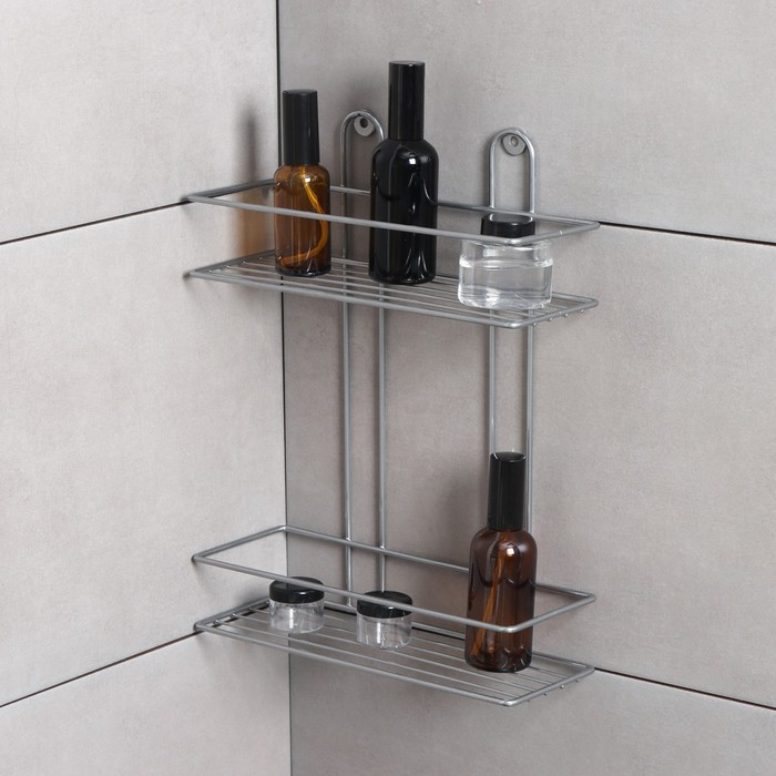 Полка прямоугольная 2-х ярусная, 26.5&times;10.5&times;35 см, цвет хром