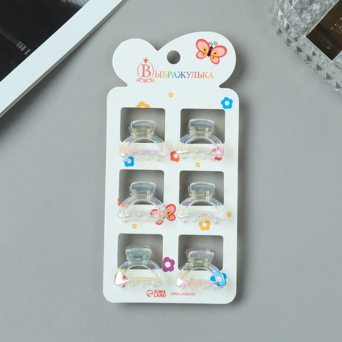 Краб для волос Краб для волос "Аванти" (набор 6 шт) дуга, 2,5 см, прозрачный