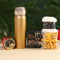 Подарочный набор новогодний «Все мечты сбудутся»:Чай новогодний чёрный 50 г., крем-мед с клубникой 120 г., носки 36 - 39 размер, термос 500 мл. Подарочный набор новогодний «Все мечты сбудутся»:Чай новогодний чёрный 50 г., крем-мед с клубникой 120 г., носки 36 - 39 размер, термос 500 мл.