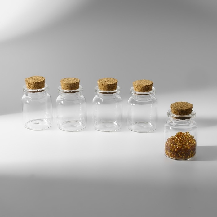 Баночки для хранения бисера, d = 3 &times; 4,5 см, 5 шт