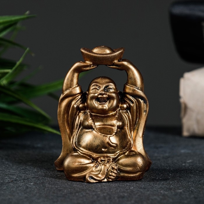 Фигура Фигура "Хотей со слитком" бронза, 7х5х4см