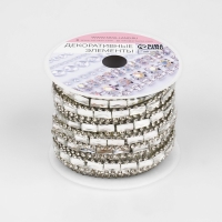 Стразы термоклеевые &laquo;Прямоугольник&raquo;, ширина - 8 мм, 4,5 &plusmn; 0,5 м, цвет серебряный