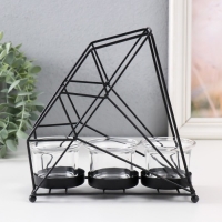 Подсвечник металл, стекло на 3 свечи "Лофт. Трапеция" чёрный 21х7х18 см