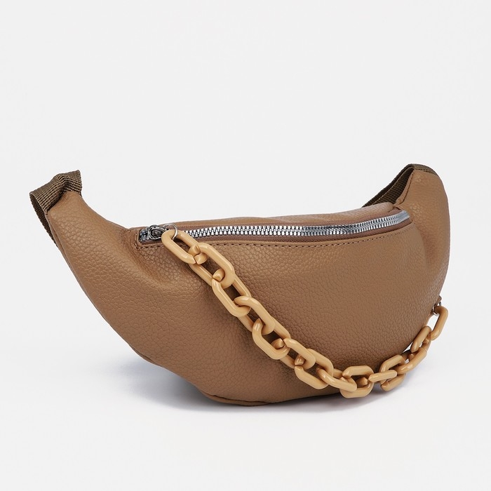Поясная сумка на молнии, цвет бежевый Поясная сумка на молнии, цвет бежевый
