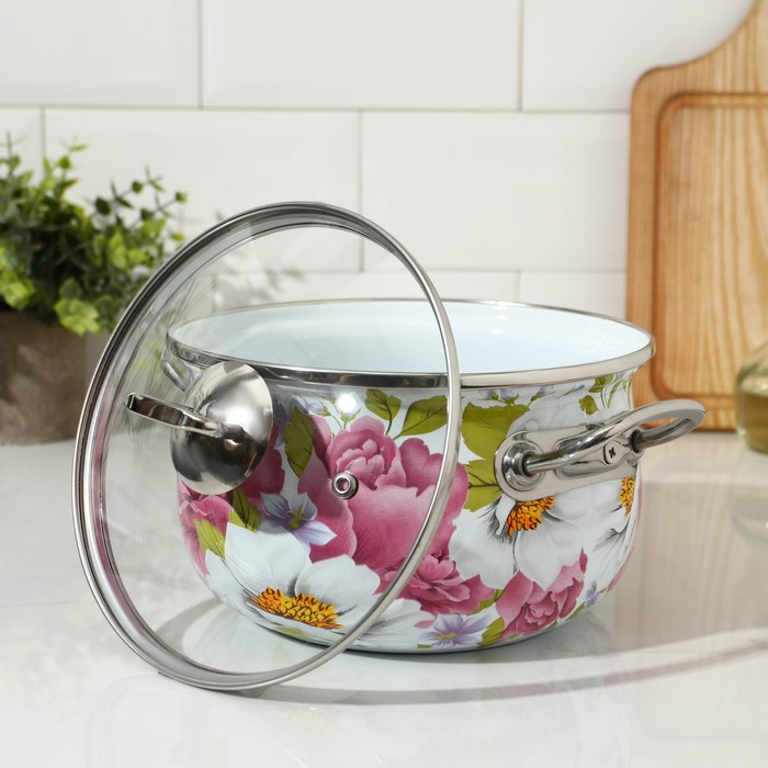 Кастрюля эмалированная &laquo;Пион&raquo;, 3.1 л, индукция