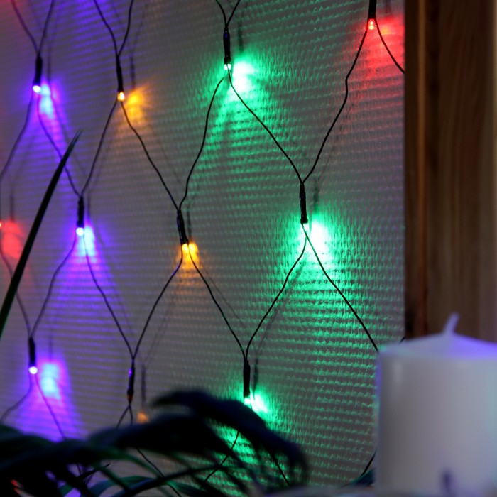 Гирлянда &laquo;Сеть&raquo; 2 &times; 2 м, IP20, тёмная нить, 224 LED, свечение мульти, 8 режимов, 220 В