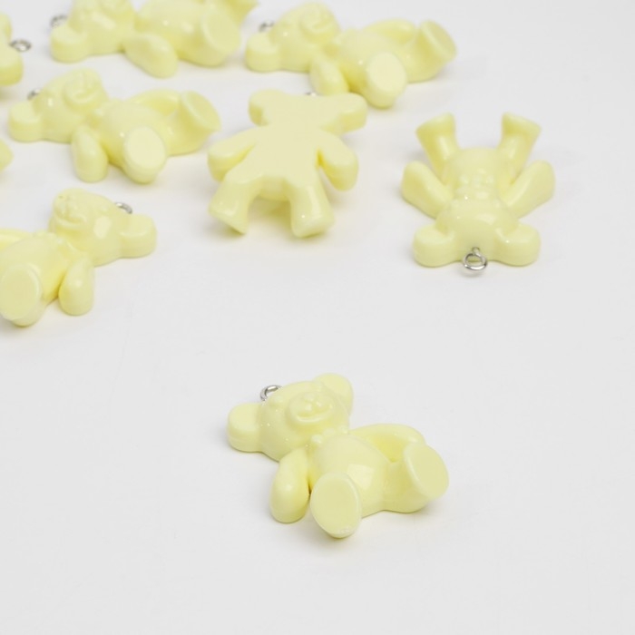 Бусина &laquo;Мишка&raquo; 3,4&times;2,4&times;1 см, (набор 10 шт.), цвет светло-жёлтый