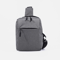 Сумка-слинг мужская из текстиля, с USB, цвет серый Сумка-слинг мужская из текстиля, с USB, цвет серый