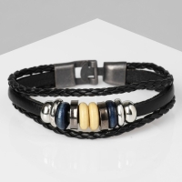 Браслет унисекс &laquo;Стиль&raquo; диски, цвет чёрный с серым металлом, 21,5 см