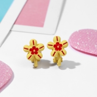 Клипсы детские &laquo;Выбражулька&raquo; цветочки, цвет красно-жёлтый