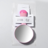 Зеркало с ручкой, d зеркальной поверхности 7,3 см, цвет розовый