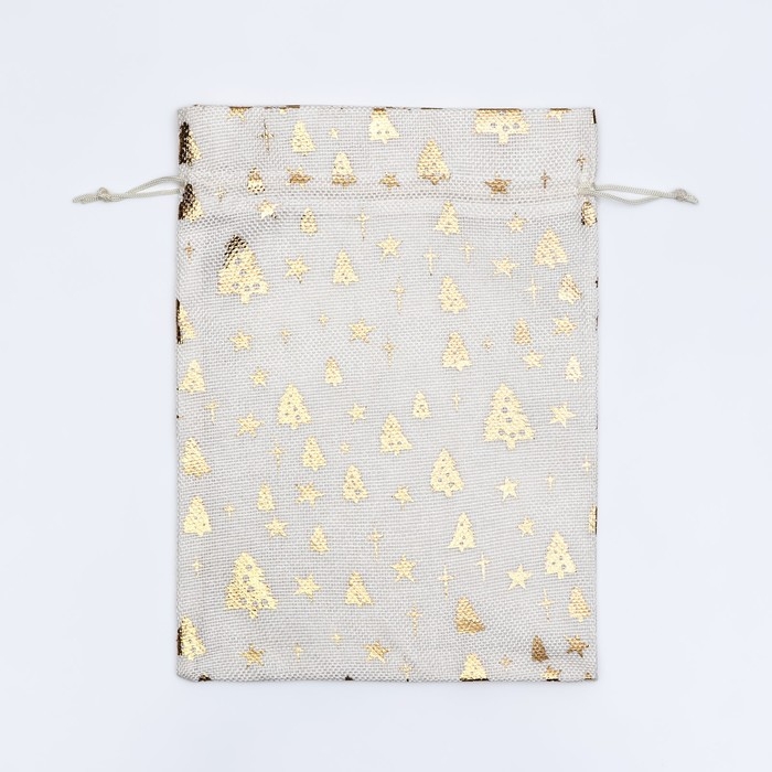 Новый год. Мешочек подарочный из холщи “Елочки Новый год. Мешочек подарочный из холщи “Елочки", 20 х 28 см