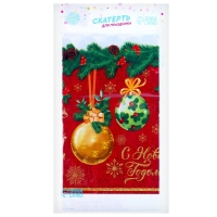 Новогодняя скатерть одноразовая &laquo;С Новым годом&raquo;, шарики, 182 х137 см