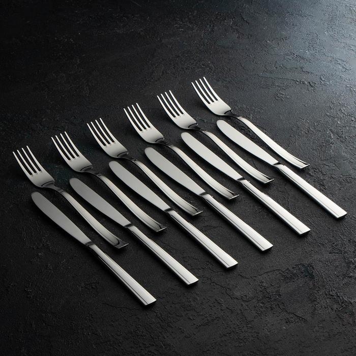 Набор столовый &laquo;Торжество&raquo;, 24 предмета, толщина 2 мм, сувенирная коробка, цвет серебряный