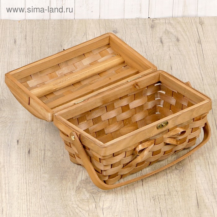 Сундук &laquo;Бантик&raquo;, с ручкой, тонированный натуральный, 27&times;16&times;14,5/20,5 см, шпон