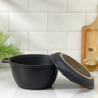 Казан &laquo;Традиция&raquo;, 3 л, крышка-сковорода, литые ручки, антипригарное покрытие, цвет чёрный