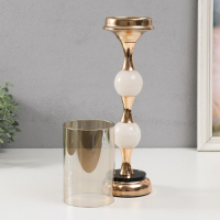 Подсвечник металл на 1 свечу "Мраморный шар" золото 49х10х10 см