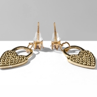 Серьги со стразами &laquo;Сердца&raquo; замки, цвет белый в золоте