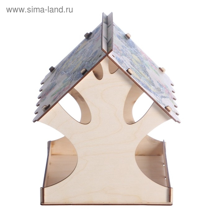 Кормушка для птиц "Птичка и птенцы", с принтом, 24&times;24&times;27 см