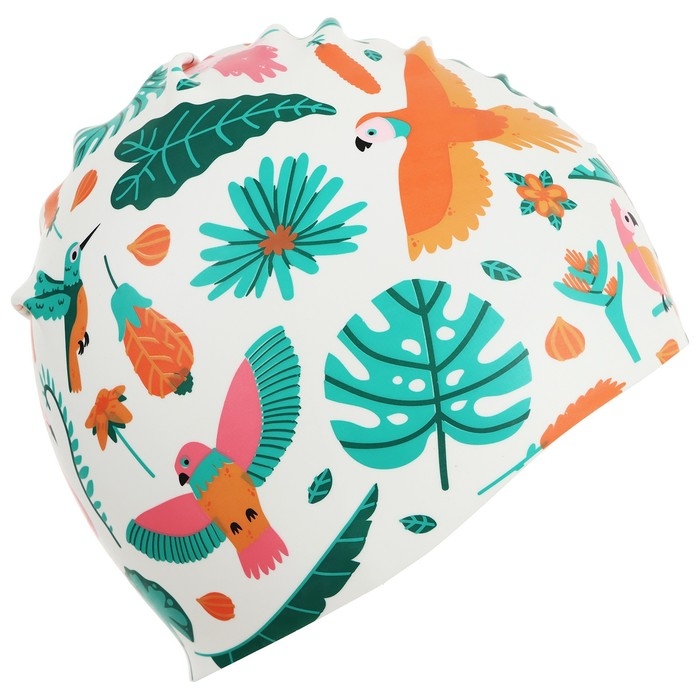 Шапочка для плавания детская ONLITOP &laquo;Фламинго с птицами&raquo;, силиконовая, обхват 46-52 см