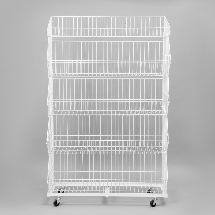 Накопитель разборный на колесах, 5 корзин, 90&times;43&times;147 см, цвет белый