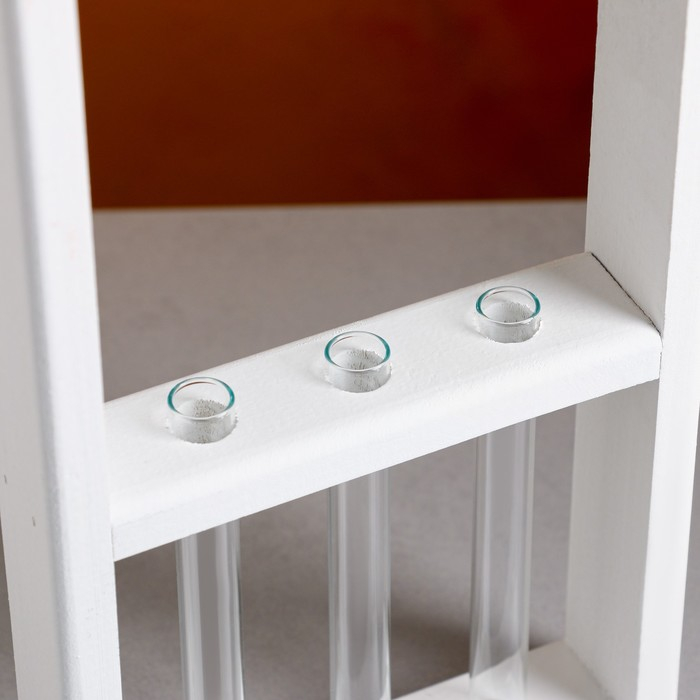 Кашпо деревянное 18×5×40 см с 3 колбами 15 см Кашпо деревянное 18×5×40 см с 3 колбами 15 см "Рамка Экстра", ручка, белый Дарим Красиво