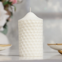 Свеча-цилиндр свадебная "Камея", белая, 6&times;11 см