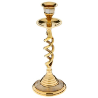 Подсвечник с перламутром "Виражи" на 1 свечу, латунь 7,5х7,5х20,5 см