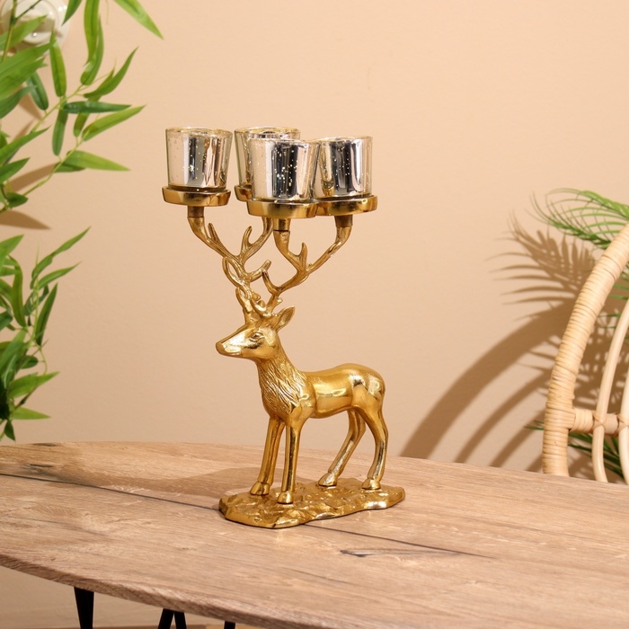 Подсвечник на 4 свечи Подсвечник на 4 свечи "Олень" алюминий 18х20х35 см