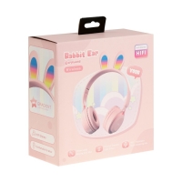 Наушники беспроводные Y08R, накладные, детские, BT 5.1, подсветка, 400 мАч, розовые Наушники беспроводные Y08R, накладные, детские, BT 5.1, подсветка, 400 мАч, розовые