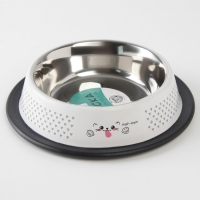 Миска металлическая для кошки с нескользящим основанием &laquo;Мур-мур!&raquo;, 235 мл, 15х3.5 см