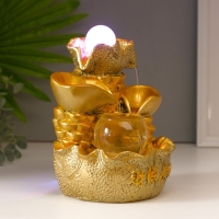 Фонтан настольный от сети, подсветка "Листья и слитки золота" золото 21х15х12 см Фонтан настольный от сети, подсветка "Листья и слитки золота" золото 21х15х12 см