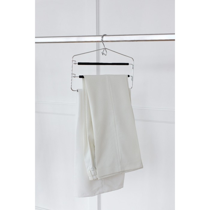 Плечики - вешалка для одежды LaDо́m Doux, 37&times;31см, многоуровневая, антискользящее покрытие, цвет чёрный