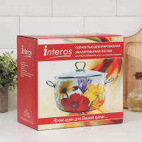 Кастрюля эмалированная &laquo;Пион&raquo;, 5.1 л, стеклянная крышка, индукция