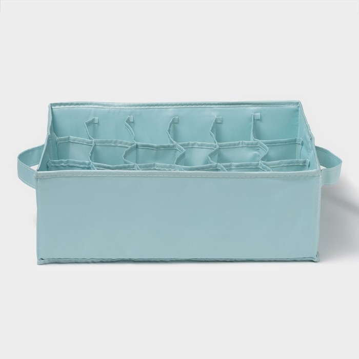 Органайзер для хранения белья &laquo;Комфорт&raquo;, 18 ячеек, 35&times;24&times;13 см, цвет бирюзовый