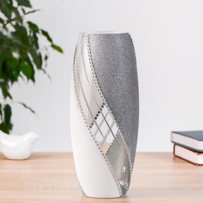 Ваза "Юнона" шамот, серебро  h-26 х11см d-7.5см МИКС