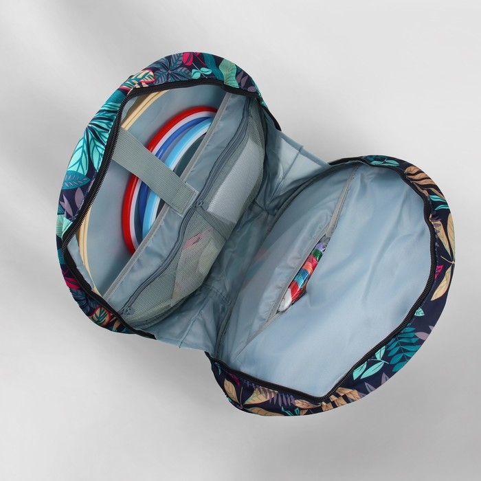 Сумка для вышивания &laquo;Листья&raquo;, 2 отделения на молнии, с ручками, d = 35 &times; 12 см