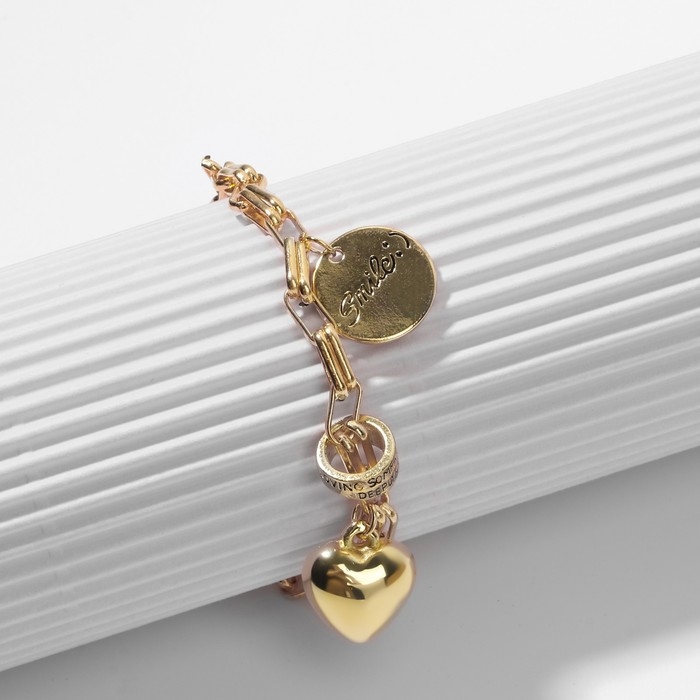 Браслет металл &laquo;Улыбнись&raquo;, цвет золото, 19 размер