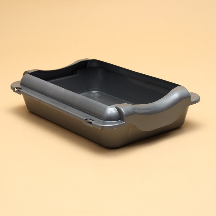 Туалет средний с бортом 36 х 26 х 9 см, серебро (борт в цвет лотка)