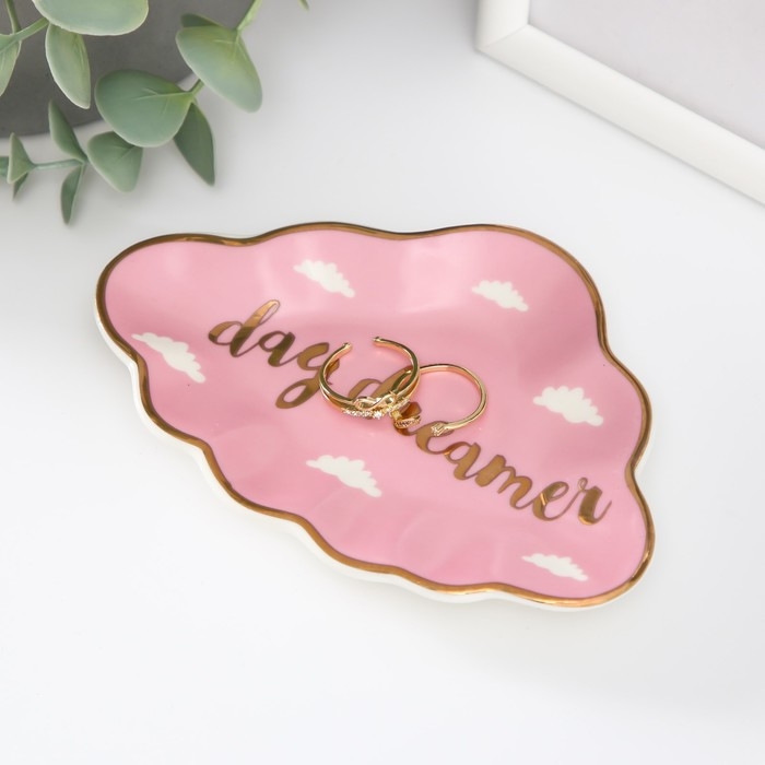 Сувенир керамика подставка под кольца Сувенир керамика подставка под кольца "Розовое облачко" 1,6х8х12 см