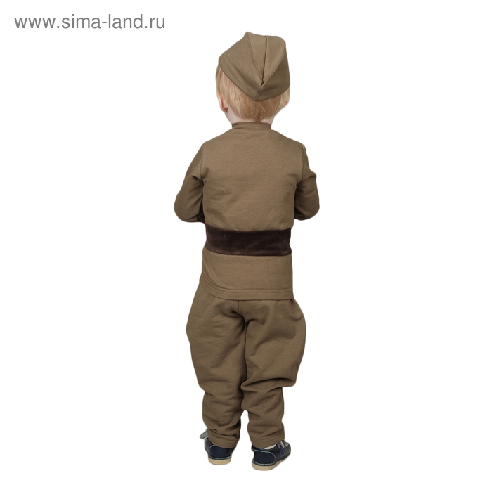 Костюм военного для мальчика: гимнастёрка, галифе, пилотка, трикотаж, хлопок 100%, рост 92 см, 1,5-3 года