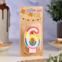 Свеча для торта &laquo;Цифра 6&raquo;, 7 см