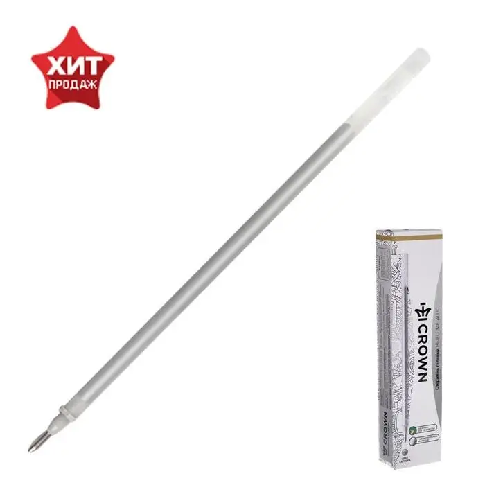 Стержень гелевый 0,7 мм, Crown Hi-Jell Metallic, 138 мм, чернила серебро металлик