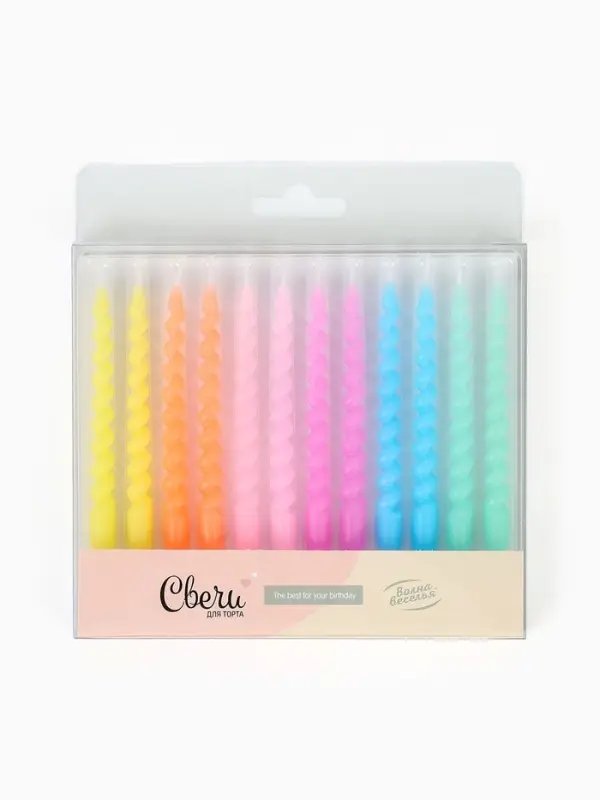Свечи для торта &laquo;Яркие спирали&raquo;, 0,7 х 8 см, 12 шт
