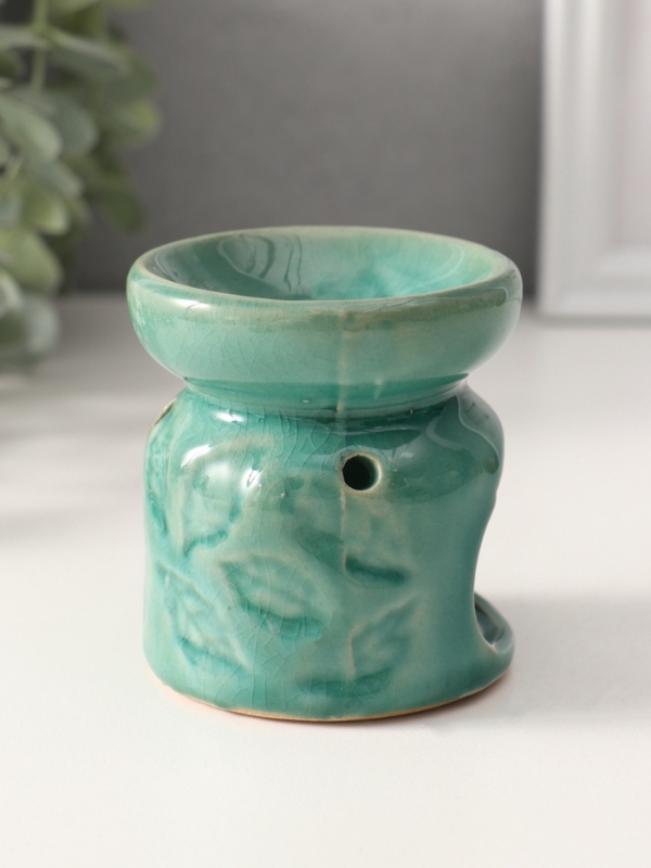 Аромалампа керамика "Листья" морская лагуна 6,7х6,7х7,5 см